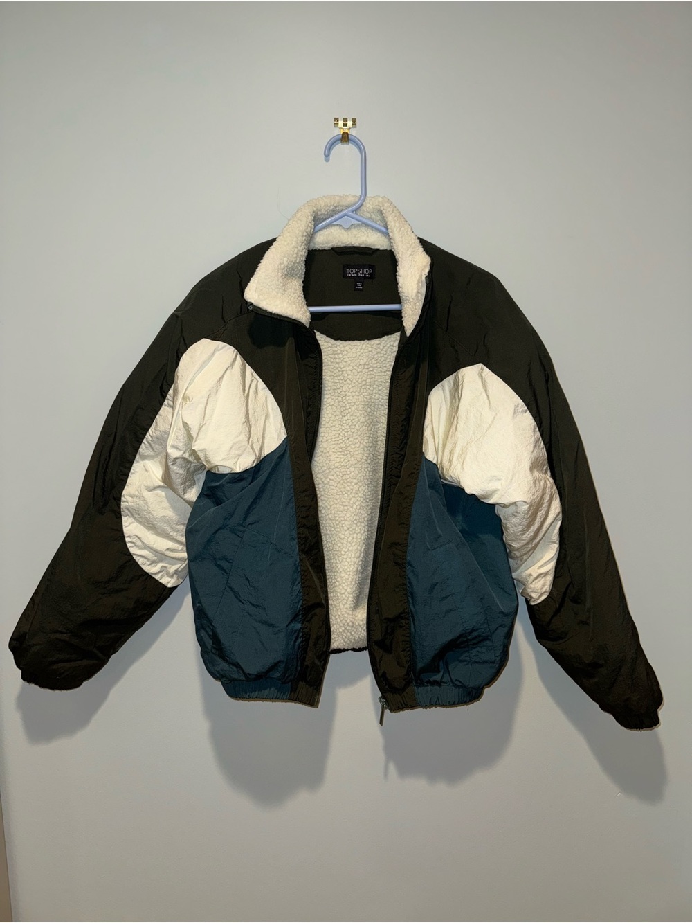 Vintage 90s Topshop Sherpa Lined Puffer Jacket Size 4/6